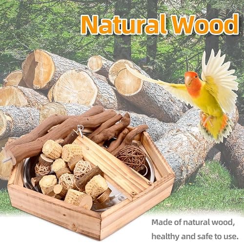 LIMIO Natural Grape Wood Bird Parakeet Playground - Perch Stand for Parakeets, Cockatiels, and Small Birds Toys thumbnail 6