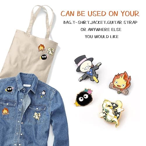Pounchi Cute Calcifer Enamel Pins (4 Pcs) Anime Lapel Pin Office Supplies Cute Enamel Badge Gift for Bag Backpacks Teens thumbnail 4