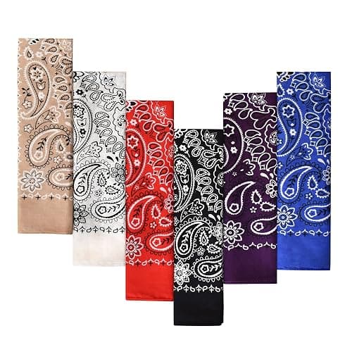 6-Pack 100% Cotton Bandanas Gift Set – 22x22 Inch Paisley Head Wraps form Men & Women, Neck & Face Scarves - Image 1