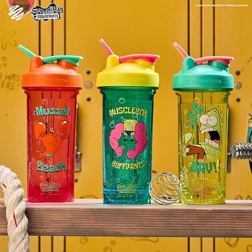 BlenderBottle Spongebob Shaker Bottle Pro Series Perfect for Protein Shakes and Pre Workout, 28-Ounce, Yellow/Blue, Musclebob Buffpants thumbnail 6