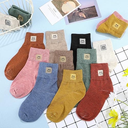 Eurzom 10 Pairs Socks Womens Crew Elastic Ankle Length Cotton Socks Aesthetic Cute Lightweight Low Cut Gifts for Women thumbnail 4