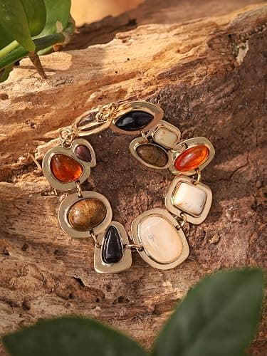 MINACHI Geometric Metal Stone Bracelets, Trendy Personality Jewelry for Women thumbnail 6