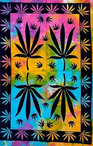 ICC Weed Tapestry Marijuana Wall Hanging leaf Poster Cannabis Hippie Decor Pot Flag Collage Dorm Trippy Bohemian Art psychedelic Small Hippie Rasta Ganja Cheap Tapestries thumbnail 9