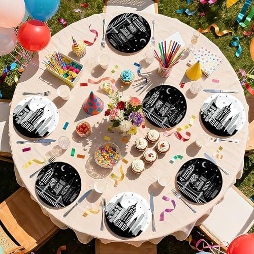 Grencian 50 Pcs New York City Skyline Paper Plates 9 Inch | NYC Building Disposable Plates City Skyscraper Building Dessert Plates for American 4th of July Holiday Urban Bday Supplies thumbnail 6