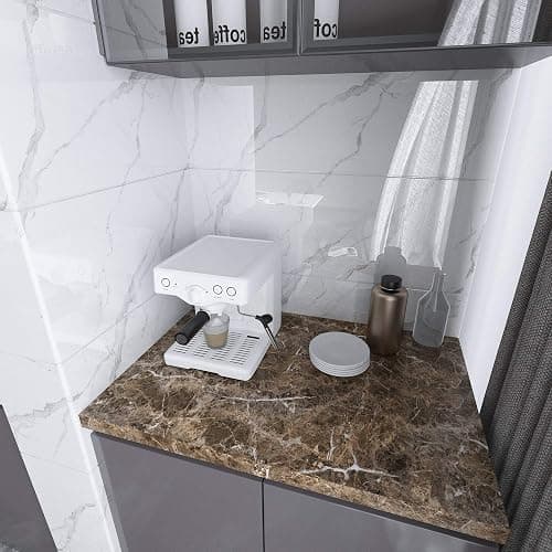 Burgeliy Peel and Stick Waterproof Wallpaper15.8×196in Vinyl Wrap Protector Auto Modification Tint Film Dark Brown Marble Shiny Granite for Kitchen Countertops Table Desk Furniture Self Adhesive Film thumbnail 3
