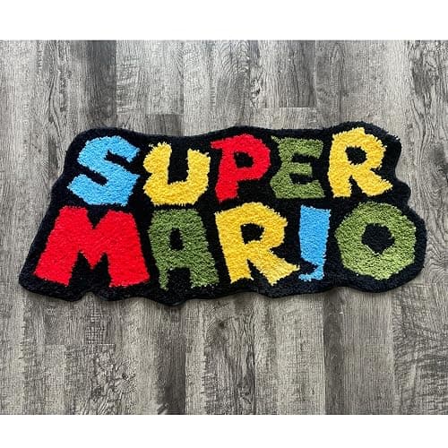 Luxape Mario Rug - Hypebeast Room Decor - Handmade & Premium- 35in (90cm) - Anime bathmat - Designer Rugs - Aesthetic Room Decor - Cute Room Decor Coquette bathmat Decor thumbnail 5