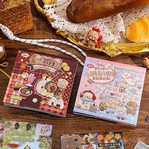 Girl's Japanese Retro Sticker Book, 700+ Kawaii Old Showa Style Embroidered Stickers, Cute Food Theme for DIY Scrapbooking Journaling Handbook Decoration thumbnail 4