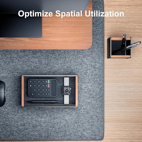 UPERGO Walnut Desk Tray with Pen Holder Set, Natural Wooden Desk Drawer Organizer Office, Organizer Tray for Keys, Pen, Watch thumbnail 4