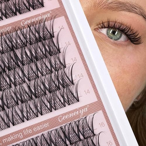 Medium Lash Clusters Short Wispy C Curl Eyelash Clusters 12-16MM Individual Eyelashes Natural Cluster Eyelash Extensions Natural Looking Cluster Lashes by Geeneiya (C Curl,12-14-16) thumbnail 6