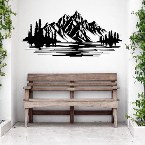 DecoSoul Mountain Forest Metal Wall Decor, Nature and Trees Wall Art, Metal Outdoor Wildlife Lover Gift, Farmhouse Yard Wall Decor, Fireplace Wall Sculptures, Housewarming Gift thumbnail 3