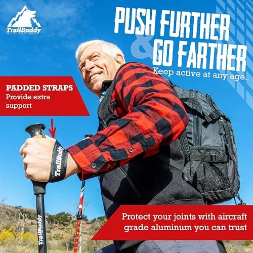 TrailBuddy Trekking Poles – Lightweight 7075 Aluminum Hiking Poles for Women, Men & Seniors – Collapsible Walking Sticks for Travel, Trails & Balance thumbnail 6