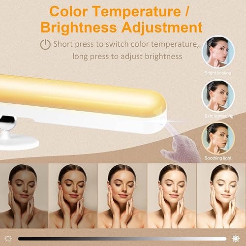 Benreom 2 Pack Wireless Vanity Lights for Mirror, Rechargeable Battery Operated Makeup Light, Adjustable Color Brightness & Angle Light Bar, Magnetic Stick on LED Lighting Bathroom Decor Accessories thumbnail 3