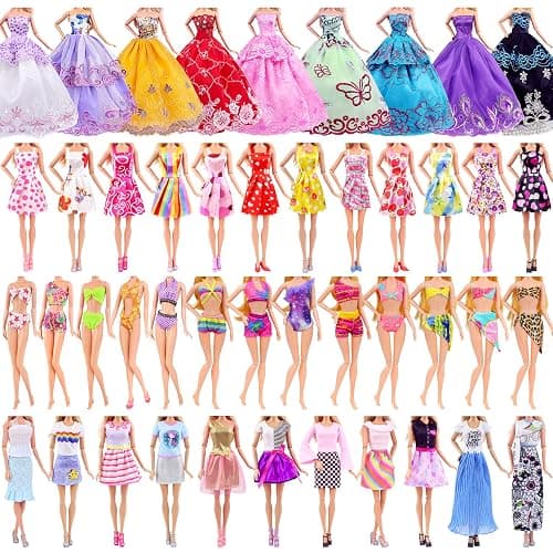 Ecore Fun 120 Pcs Fashion Doll Closet Wardrobe for Clothes and Accessories Storage Include Clothes, Dresses, Shoes, Shoes Rack, Bags, Necklace, Hangers for 11.5 Inch Girl Doll Clothes thumbnail 6