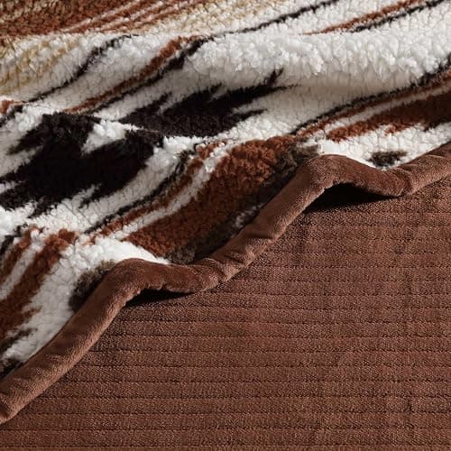 Wrangler - Faux Shearling Throw Blanket 50x60, Ultra Soft Reversible Plush Blanket for Couch, Western Style Room Decor, Cozy Throw for Sofa or Bed (Coyote Sands) thumbnail 3