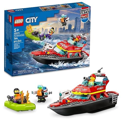 LEGO City Fire Rescue Boat Building Set - Floatable Boat Toy for Boys & Girls, Ages 5+ - Kids Pretend Play Toy for Preschool - Gift for Birthdays - 60373 - Image 1