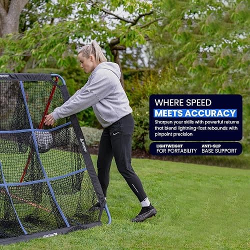 Baseball Rebounder Net | 12-Angle Baseball Pitching Net w/ 9 Pocket Nets – Softball & Baseball Training Equipment – Multi-Sport Bounce Back Net for Soccer, Volleyball, Basketball, Lacrosse & More thumbnail 9