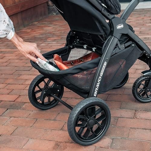 Chicco Bravo Primo 3-in-1 Trio Travel System, Bravo Primo Quick-Fold Stroller with KeyFit 35 Zip Infant Car Seat and Base, Springhill/Black thumbnail 15