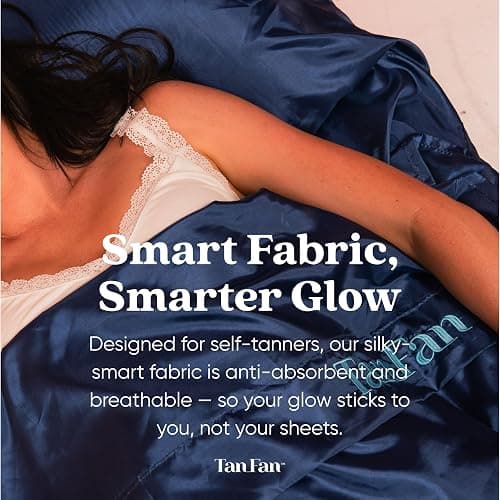 Tan Fan Self Tan Sleep Sac - Keep Sheets Clean from Self Tanner Stains - 100% Cooling Silky Poly Sleeping Sack - Won’t Rub or Absorb Tanning Lotion - Lightweight Large w Foot Openings (Navy) thumbnail 6