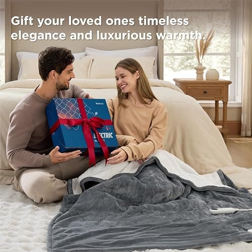 Bedsure Heated Blanket Throw Blanket - Fast Heating Electric Blanket, Soft Flannel Heated Throw with 4 Time Settings, 6 Heating Settings, Warm Gifts for Grandma Grandpa (50x60 inches, Black) thumbnail 6