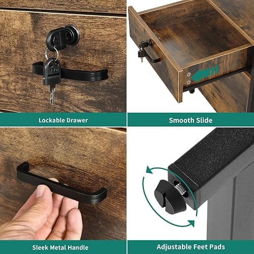 YITAHOME U Shaped Desk with Power Outlets & LED Lights, 79" Reversible L Shaped Desk with Drawers, Corner Computer Desk Office Desk with Monitor Stand & Storage Shelves, Rustic Brown thumbnail 8