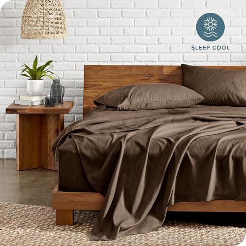 Bare Home Queen Sheet Set - Luxury 1800 Ultra-Soft Microfiber Double Brushed - Deep Pockets - Easy Fit - 4 Piece Set - Bedding Sheets & Pillowcases (Queen, Heathered Taupe) thumbnail 2