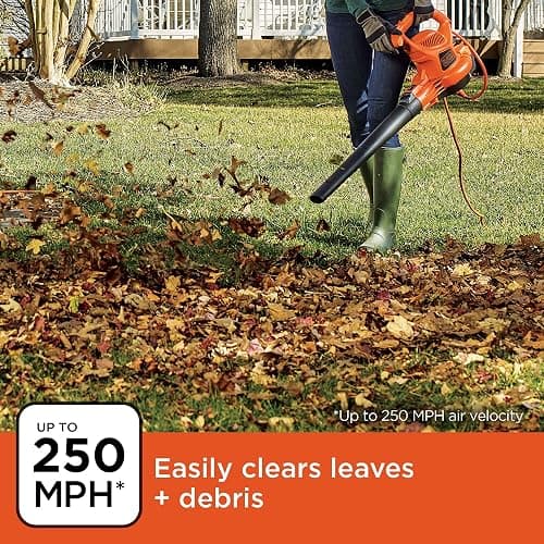 BLACK+DECKER Leaf Blower, Leaf Vacuum and Mulcher 3 in 1, Backpack Blowers for Lawn Care,250 mph Airflow, 400 cfm Delivery Power, Reusable Bag Included, Corded (BEBL7000) thumbnail 4