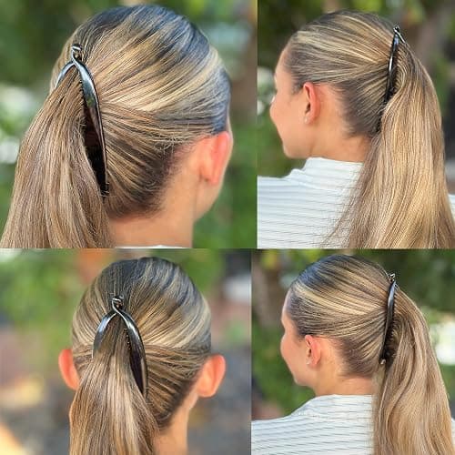 Camila Paris CP2 2 Pack French Large Banana Clip Hair Comb, Classic Banana Clips Hair for Thick Hair Ponytail Holder Interlocking Styling Clips for Women Made in France thumbnail 2