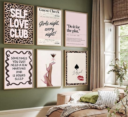 Trendy Pink Leopard Wall Art - Preppy Leopard Print Decor for Girls Bedroom, Dorm, Apartment - Modern Aesthetic Posters for Teen Girls & Women Home Decoration 6Pcs Unframed thumbnail 3