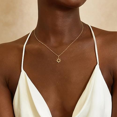 CHESKY Layered Necklaces for Women Trendy, Dainty 14k Gold Plated Pendant Necklace Layering Necklace for Women Non Tarnish Hypoallergenic Sun Gold Necklace Stack Gold Jewelry for Women Gifts thumbnail 3