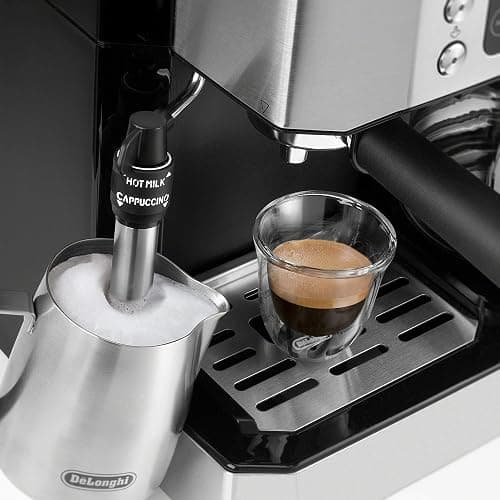 De'Longhi All-in-One Combination Coffee Maker & Espresso Machine + Advanced Adjustable Milk Frother for Cappuccino & Latte + Glass Coffee Pot 10-Cup, COM532M black thumbnail 6