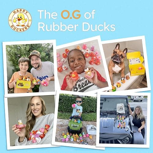 Happy Duckers Rubber Ducks - 30 Piece Bulk Pack for Bath, Pool, Party, Cruise, Jeep Ducking, Decoration & More - Small Assorted Funny Toy Duckies with Gift Box - 30 Rubber Ducks thumbnail 6
