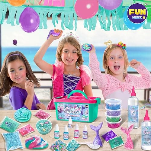 Summer Gift Mermaid Slime Kit for Girls, FunKidz Shimmer Slime Making Kit for Kids Age 8-12 DIY Soft Glitter Glossy Metallic Slime Toy thumbnail 2