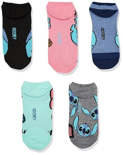 Disney womens Lilo & Stitch 5 Pack No Show Socks thumbnail 3