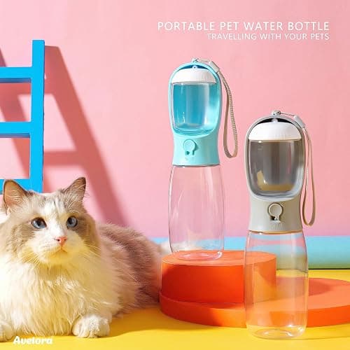 AVELORA Dog Water Bottle,Portable Pet Water Bottle with Food Container,Outdoor Portable Water Dispenser for Cat,Puppy,Pets for Walking,Hiking,Travel,Puppy Essentials,Dog Stuff(19oz) thumbnail 2