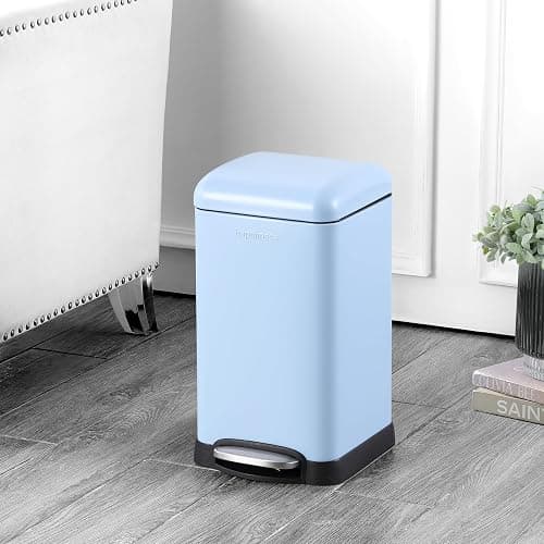 happimess HPM1012H Betty Retro Mini 3.2-Gallon Step-Open Trash Can, Fingerprint Resistant, Modern, Minimalistic for Home, Kitchen, Laundry Room, Office, Bedroom, Bathroom, Tide Pool Blue thumbnail 2