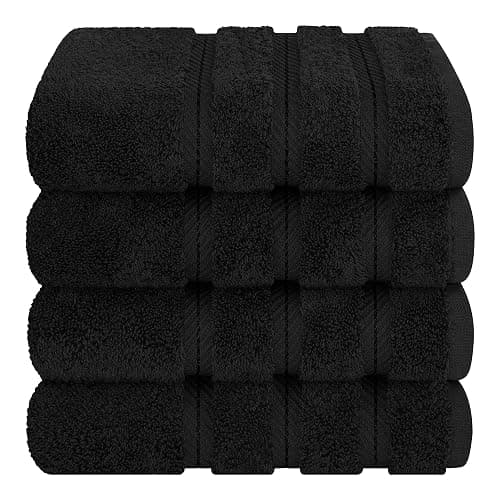 American Soft Linen Luxury Hand Towels for Bathroom, 600 GSM Heawy Weight 16x28 Size 100% Cotton Turkish 4 Piece Hand Face Towel Set, Black Hand Towels thumbnail 8