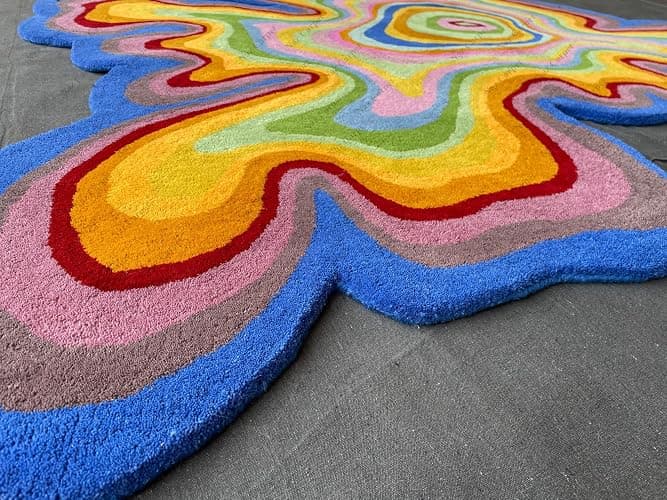 Naz Carpet Irregular Shaped Illusion Pattern Hand-Tufted 100% Wool Handmade Area Rug (Color Multi, 4x4 Feet) - 4x4 Feet - Multicolor K44 thumbnail 6