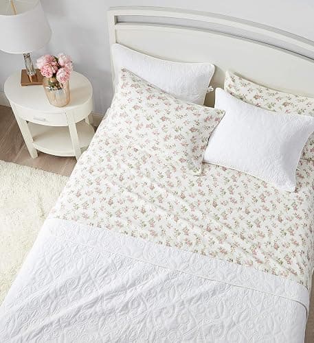 Laura Ashley - Flannel Sheets Queen Size, Anti-Pilling & Wrinkle Resistant Cotton, Touchably Soft for All-Season Comfort - Bed Sheets with Matching Pillowcases & Fitted Sheet (Audrey Pink) thumbnail 3