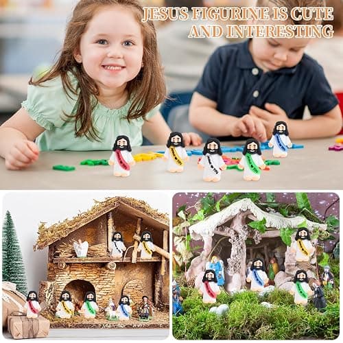 nedeqi 100 PCS Little Jesus Figures, Mini Jesus Figurines in Bulk, Tiny Pocket Rubber Jesus Love You Figure for Religious Party Favors, Sunday School, Baptism Gift, Easter Egg Stuffers (100) thumbnail 7