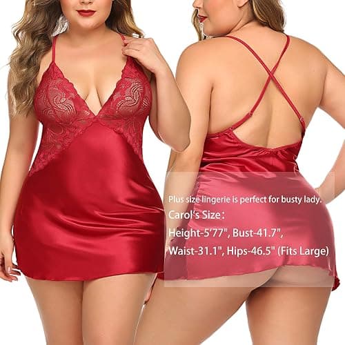 Avidlove Women Lingerie V Neck Sexy Nightwear Satin Sleepwear Lace Chemise Mini Babydoll Nightgown thumbnail 8