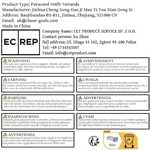 HERCULES Type III Paracord 550 Paracord Rope Parachute Cord, 50' Black for Survival Rope, Survival Cord thumbnail 8