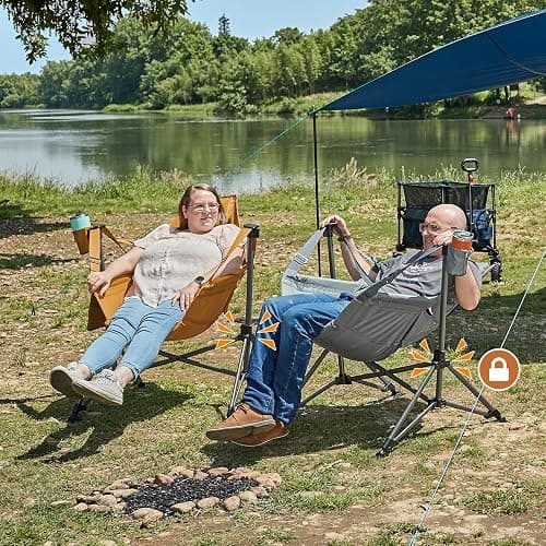 TIMBER RIDGE Hammock Camping Chair, Oversized Swinging Hammock Chair with Adjustable Back and Seat for Outdoor Lawn, Sports, Supports 400lbs, Orange thumbnail 2