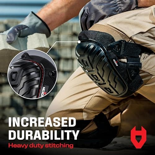 NoCry Professional Gel Knee Pads for Work with Soft Foam and Gel Cushion — Heavy Duty Cap, Reinforced Adjustable Straps, Military-Grade Rivets and Built-in Hang Loops — Perfect for Construction thumbnail 5