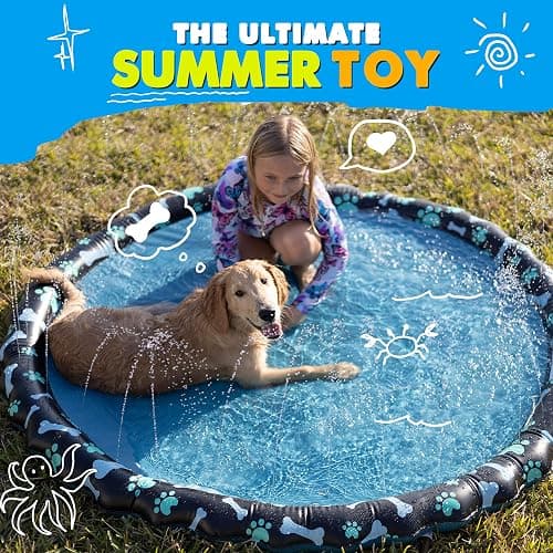 SplashEZ Non Slip Splash Pad for Kids & Dogs, 69’’ Extra Large Splash Pad Sprinkler for Kids, Dog Water Summer Toys - Great Outdoor Toys for Toddlers 1-3 & Children Ages 4-8, Baby Pool for Backyard thumbnail 8
