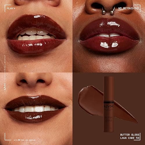NYX PROFESSIONAL MAKEUP Butter Gloss Brown Sugar, Non-Sticky Lip Gloss - Lava Cake (Rich Brown) thumbnail 3