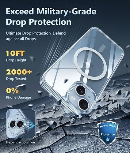 FNTCASE for iPhone 15 Case Clear: iPhone 14/13 Case Magnetic Phone Cases with Screen Protector Compatible with Magsafe Slim Anti Yellowing Rugged Protective Transparent Cell Cover (A-Clear) thumbnail 4