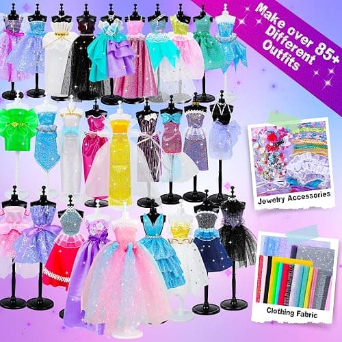 GOLMUD 1000+ Fashion Designer Kit for Girls, Sewing Kit with 4 Mannequins, DIY Art & Craft Activity for Kids, Girl Toys for Age 3 4 5 6 7 8 9 10 11 12+ Year Old Gifts thumbnail 3