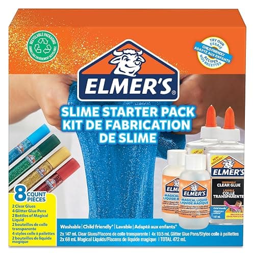 Elmer’s Glitter Slime Kit | Slime Supplies Include Clear PVA Glue, Glitter Glue Pens & Magical Liquid Slime Activator Solution | Washable & Kid Friendly Formula | 8 Count - Image 1