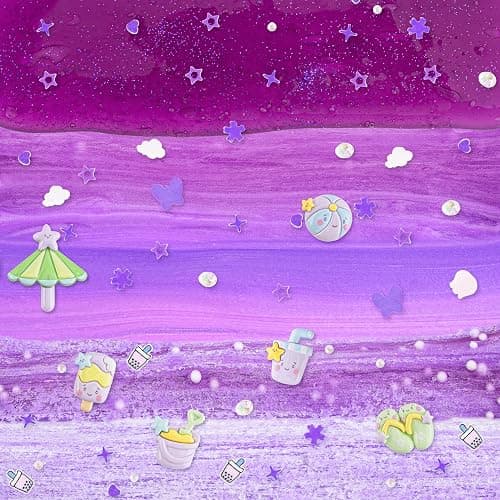 LAWOHO 6 Packs Gradient Purple Slime Kit - Cloud, Butter & Clear Slimes, Crunchy Slimes Kits for Kids with Beach Charms & Add-ins, Party Favors for Girls & Boys, 360ml Soft Non Stick Slime Making Kit thumbnail 4