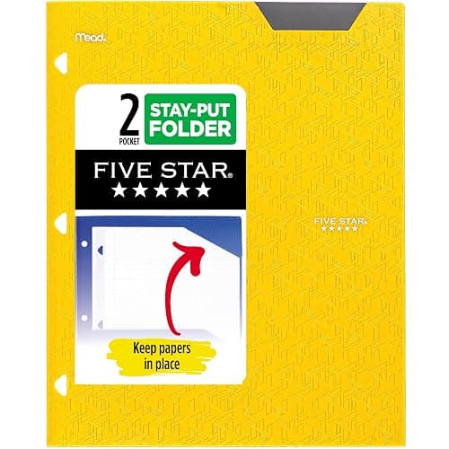 Five Star 2-Pocket Folder, Plastic Folder with Stay-Put Tabs, Fits 3-Ring Binder, Holds 8-1/2" x 11" Paper, Harvest Yellow (333420K-ECM) - Image 1